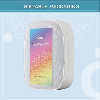 Codi Meditation Floor Pillow Set of 2, Round Large Pillows Seating for Adults, Bohemian Mandala Circle Cushion for Outdoor Fireplace Yoga Living Room, 32 Inch, Memory Foam Added, Aqua