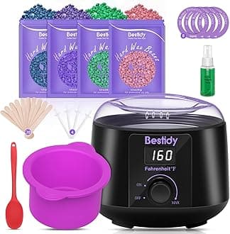 Waxing Kit Wax Warmer, Digital Wax Kit with Hard Wax Beads for Women and Men,for Whole Body Brazilian Bikini Legs Facial Eyebrow Armpit Hair Removal