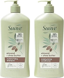 Professionals Moisturizing Shampoo and Conditioner for Dry Hair Almond and Shea Butter Paraben-free and Dye-free 18 oz, 2 Count