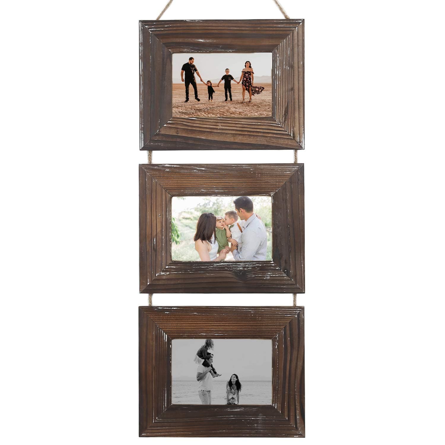 Picture Frames-Photo Frame-Rustic 4x6 Picture Frame-3 Sets (4 by 6-Inch, Nature Brown)