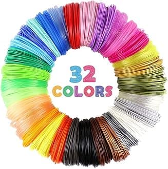 32 Colors 3D Pen PLA Filament Refills, Each Color 10 Feet, Total 320 feet, Pack with 4 Finger Caps
