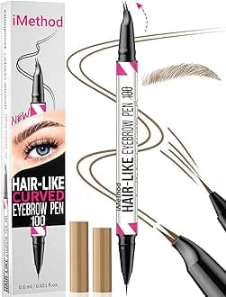 Curved Eyebrow Pen - 2-in-1 Dual-Ended Eyebrow Pencil with Curved Tip and Precise Brush-Tip, Microblading Eyebrow Pen for Natural Hair-Like Brows, Long Lasting, Blonde