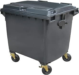 Grey 1100 ltr 4 Wheel Wheelie Bin - Large Size 4-Wheel Wheelie Bin - Tough & Durable - For All Your Outdoor Rubbish & Recycling - EN840 Certified & Tested