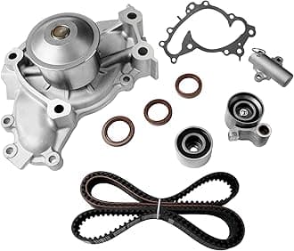 Engine Timing Belt Kit with Water Pump | Compatible with 2001-2010 Toyota Highlander Camry Sienna Solara & Lexus ES300 RX330 RX400h 3.0L 1MZFE/3.3L 3MZFE V6 DOHC 24V | Replaces# TKT-026