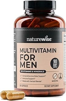 Multivitamin for Men - Daily Male Support - Minerals & Herbs for Energy, Performance, Immunity - with Vitamin A, C, D, B-Complex - Soy & Gluten-Free, Non-GMO - 180 Capsules[3-Month Supply]