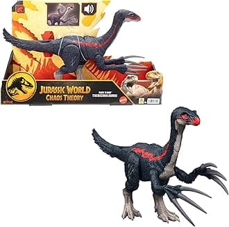 Mattel Jurassic World Chaos Theory Slash N Roar Therizinosaurus Dinosaur Action Figure Toy, Attack Claws & Sound, Digital Play, JCG17