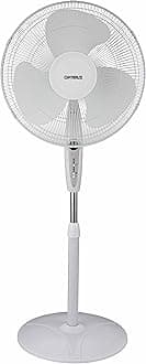 Optimus F-1672WH Oscillating Stand Fan with Remote Control, 16-Inch, White