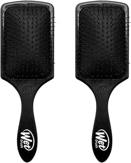 Wet Brush Paddle Detangler Hair Brush, Black, Ultra-Soft IntelliFlex Bristles with AquaVent Design, Great For Treatment & Mask Application, Women, Men, Wet, Dry and Damaged Hair, (Pack of 2)