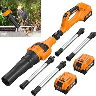 Roof Gutter Cleaning from The Ground, 40V Leaf Blowers Cordless, 580CFM/180MPH with 2 Batteries and Charger, Brushless 2-Speed Motor for Gutter Cleaning Extension Attachment Kit for Garden,House
