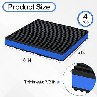 phepetroll 4 Pack Anti Vibration Pads for Washing Machine 6"x6"x7/8", Sound Isolation Vibrating Pad Ribbed Rubber Damping Mat EVA Center for Air Compressors, Conditioner, Treadmill, HVAC Washer Dryer