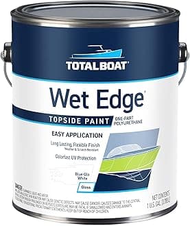 TotalBoat Wet Edge Topside Marine Paint Premium Polyurethane Coating for Boats, RVs, Exterior Trim, Fiberglass, Metal, and Wood (Blue-Glo White, Gallon)