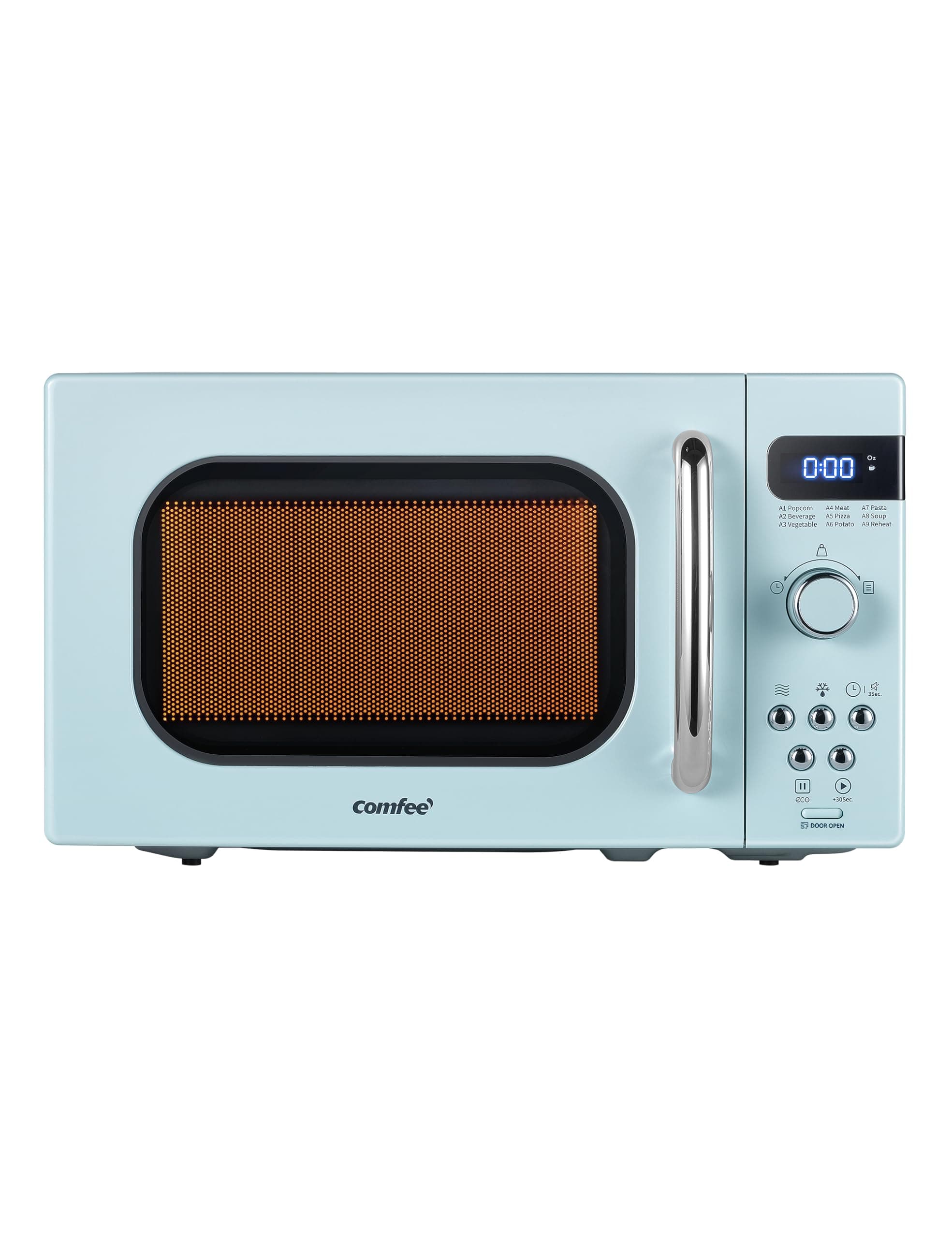 Retro Small Microwave Oven With Compact Size, 9 Preset Menus, Position-Memory Turntable, Mute Function, Countertop Microwave Perfect For Small Spaces, 0.7 Cu Ft/700W, Green, AM720C2RA-G