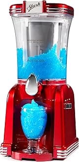 Frozen Drink Maker and Margarita Machine for Home - 32-Ounce Slushy Maker with Stainless Steel Flow Spout - Easy to Clean and Double Insulated - Retro Red