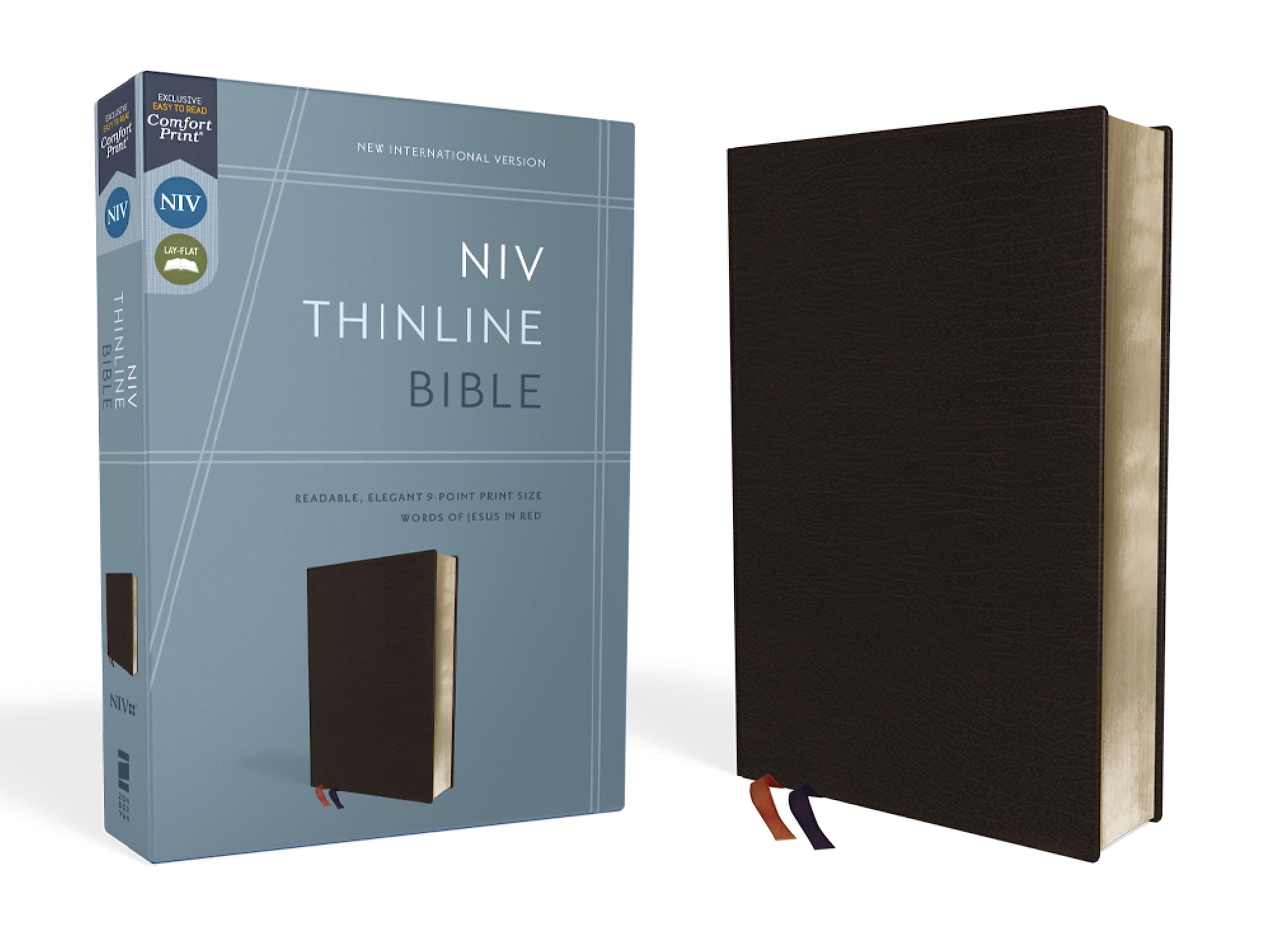 THINLINE BIB BLACK: New International Version, Black, Bonded Leather, Thinline