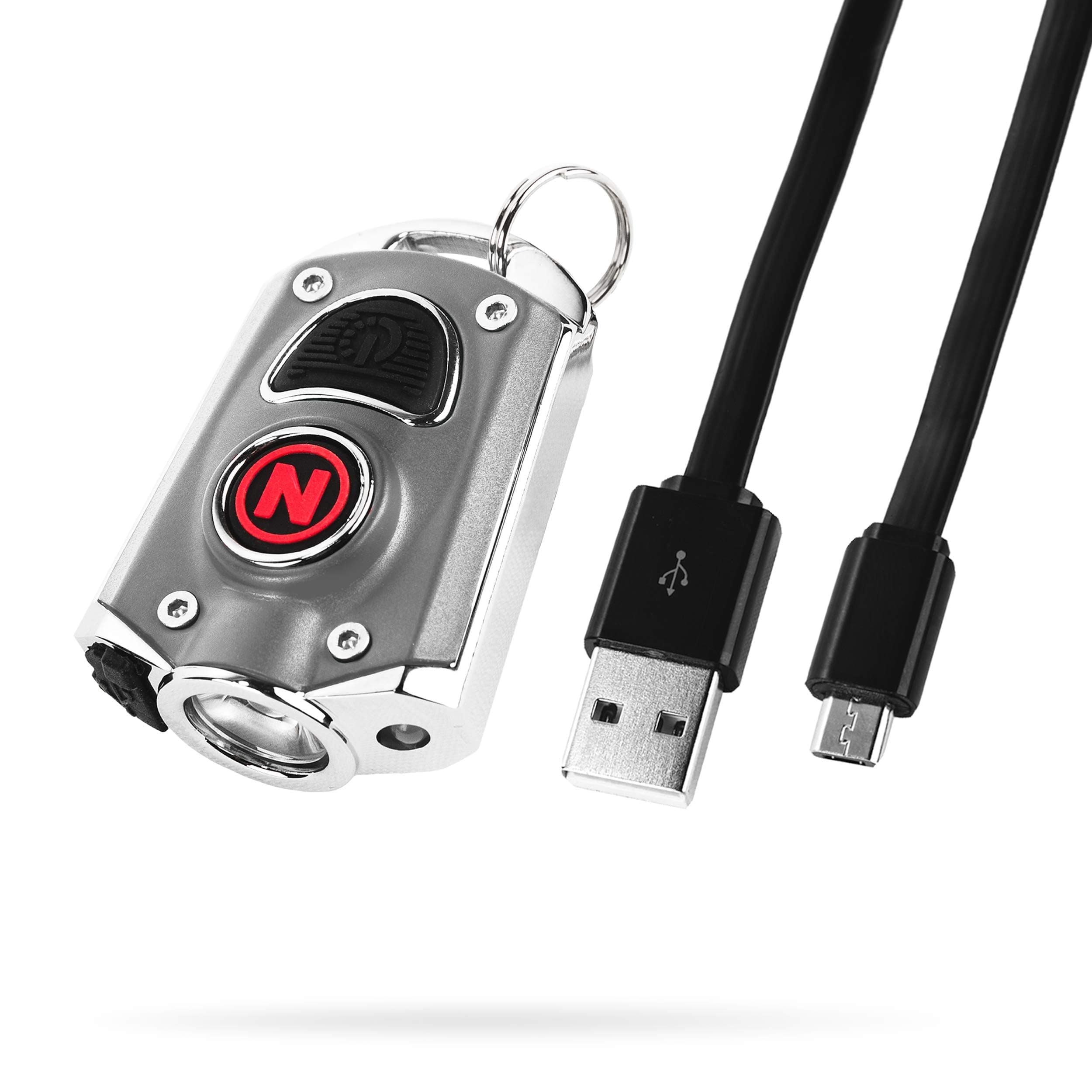 NEBO Mycro Rechargeable LED Keychain Light | Key Ring Flashlight Features 6 Light Modes,