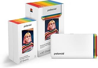 Polaroid Hi-Print + Paper Bundle - 2nd Generation Bluetooth Connected 2x3 Pocket Photo Dye-Sub Printer - White Printer + 40 Photos (6438)