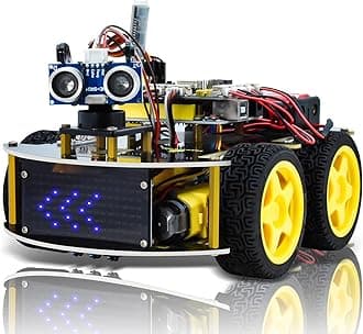 KEYESTUDIO Smart Car Robot 4WD Programmable DIY Starter Kit for Arduino Uno R3 Electronics Programming Project STEM Education Science Coding Kit for Teens Adults 15+
