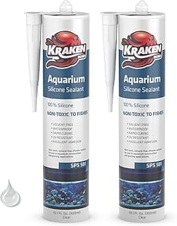 Kraken Bond Aquarium Silicone Sealant Clear - (2x10.1 fl. oz.) 100% Waterproof Aquarium Safe Silicone, Non-Toxic Fish Tank Safe Sealant, Fast Curing and Strong Adhesion, 2 Pack