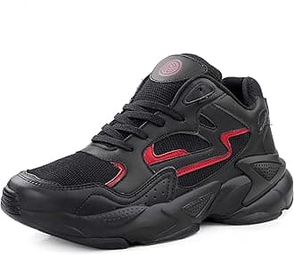 Bacca Bucci® Running Shoes Men Lightweight Fashion Sneakers Walking Footwear Tennis Athletic Shoes Slip-On for Outdoor Sport Gym Jogging Big Size UK-11 to 13/Black