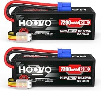 4S 14.8V 7200mAh 120C RC LiPo Battery Hard Case with EC5 Connector for RC Buggy Truggy Crawler Monster Car Boat Truck(2 Pack)