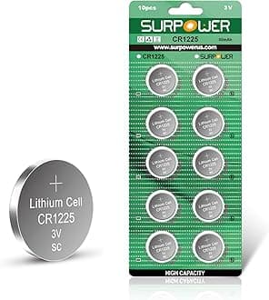 【5-Year Warranty】SURPOWER CR1225 3V Battery for Thermometer CR 1225 -10 Pack