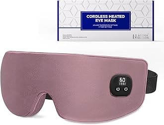 Aroma Season Silk Heated Eye Mask Cordless, 1500mAh Warm Eye Compress for Dry Eyes, Blepharitis, 4 Time Levels and 4 Temperature Settings, Washable （Mauve Pink）