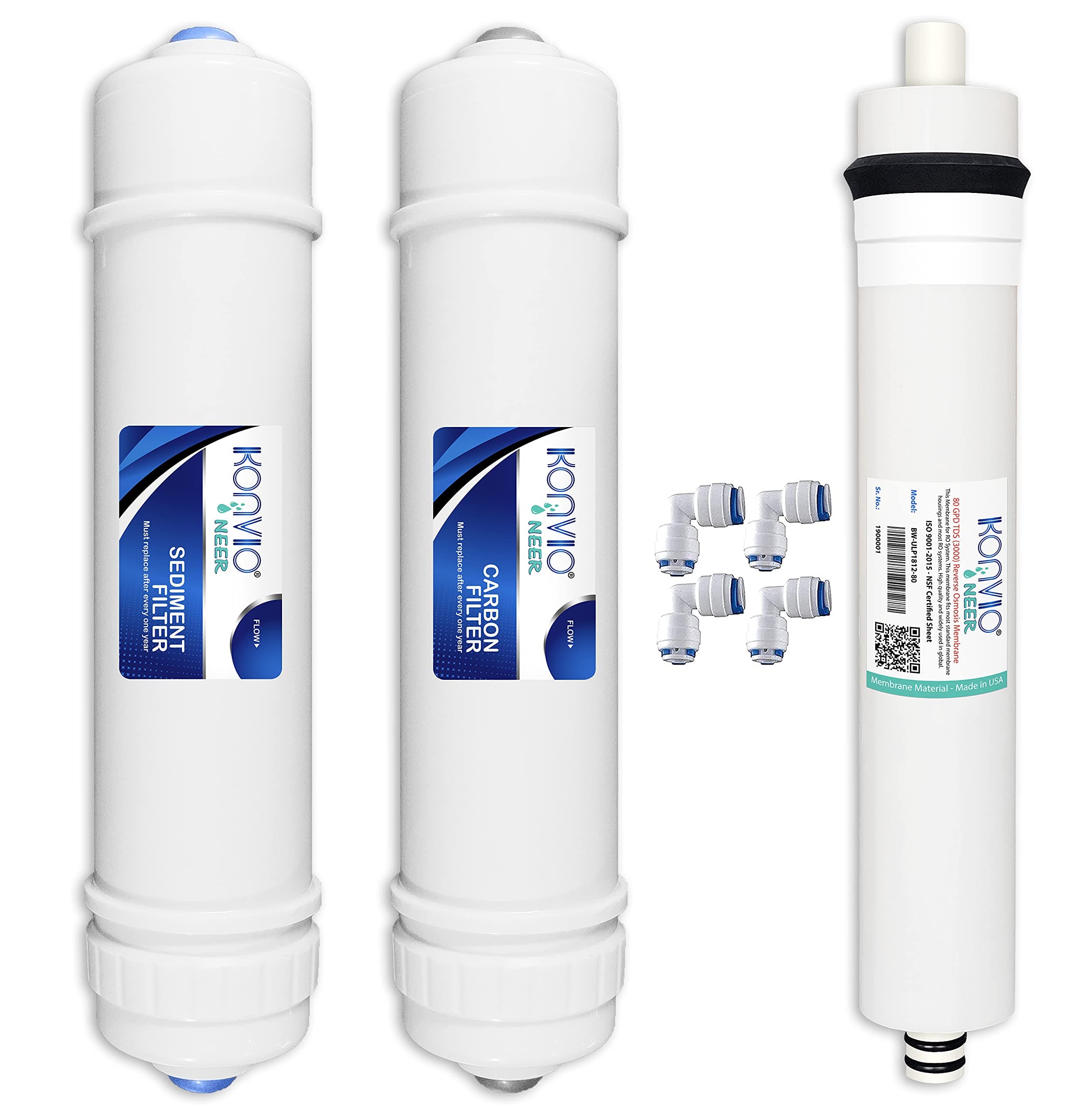 80 GPD Ro Membrane, Carbon Filter and Sediment Filter, High TDS Membrane for All Type of RO Water Purifiers (White)