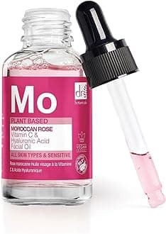 Moroccan Rose Facial Oil with Vitamin C and Hyaluronic Acid - Skin Brightening, Anti-Aging, Anti-Wrinkle & Hydrating Treatment for All Skin Types (30ml)