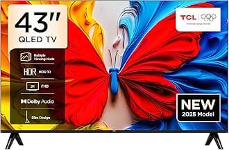 TCL 43S5K Television 43 Inch Smart TV QLED HDR 10 Google TV, Dolby Audio, Game Mode, Multiple Eye Care with Slim Design (2025 Model)
