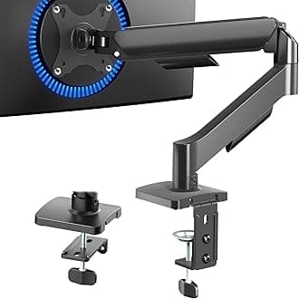 Height Adjustable Single Monitor Arm, Fully Articulating Counterbalance Gas Spring Desk Mount | Universal VESA Stand for Screens up to 27? (STAND-V001O)