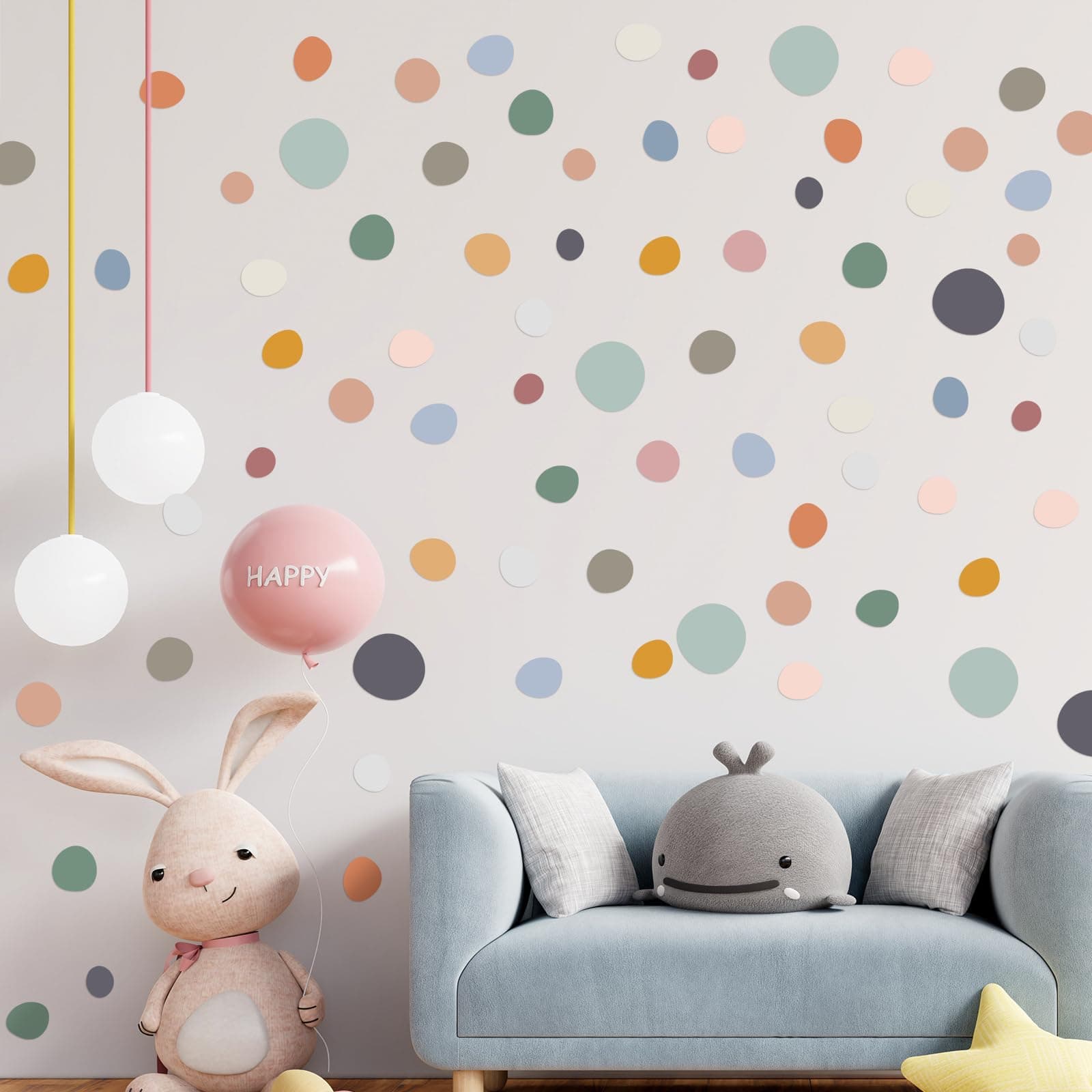 15 Sheet 300 Pcs Irregular Polka Dots Boho Wall Decal Terrazzo Playroom Bedroom Removable Modern Vinyl Boho Wall Stickers(Bright Color)
