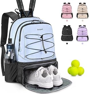 Tennis Bag Holds 2 Rackets, Professional Tennis Bags for Women, Tennis Backpack with Ventilated Shoe Compartment