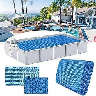 4-12ft Solar Swimming For Pool Cover - Rectangle Round Solar Pool | A-bove Ground Pools Blanket Covers | Spa Thermal Blanket With Heart/Round Air Bubbles | Keep Water Warm Dustproof Mat For Pools