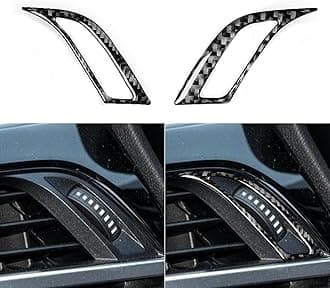 Real 3K Black Carbon Fiber Car Driver Side Dashboard AC Vent Outlet Rotary Control Panel Decoration Sticker Auto Interior Accessories Compatible with BMW X1 F48 F49 2016-2022/X2 F39 2018-2022