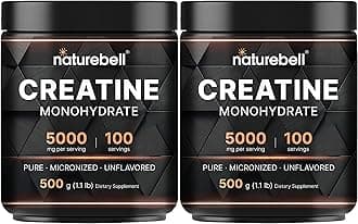 2 Pack Creatine Monohydrate Powder 500 Grams, 5000mg Per Serving, Pure Unflavored Creatine Powder - Micronized - Pre Workout | Keto | Vegan | Dissolves Easy | Filler Free