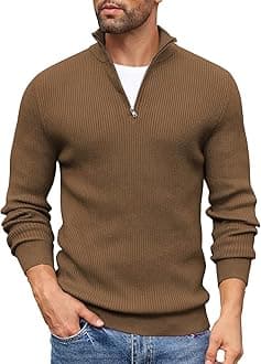 DENIMHOLIC Men High Neck Zipper Full Sleeve Cotton Knitted Winter Sweater
