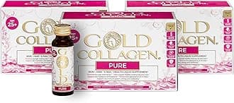 GOLD COLLAGEN Pure - Collagen Supplements for Women & Men Biotin Hair Growth, Skin & Nail, Anti Wrinkle Immune System Booster Marine Collagen and Hyaluronic Acid, Vitamin C B6 and Zinc 3 Pack 10x50 ml