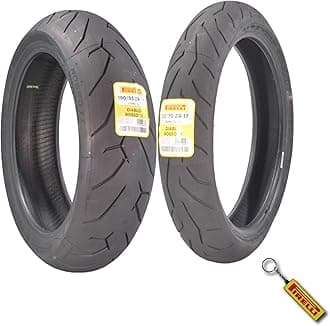 Pirelli Diablo Rosso II 120/70 ZR 17 M/C (58W) TL (K) Front & 180/55 ZR 17 M/C (73W) TL Rear Motorcycle Tire- Sport Performance Road Use Tire Set with Keychain