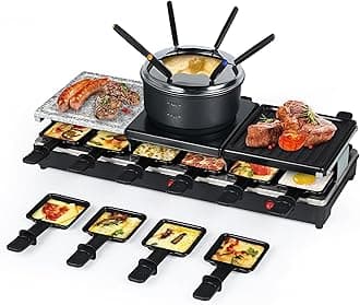 flysclean Raclette Table Grill - Indoor Electric Grill Griddle - Nonstick Extra Large Reversible 4-In-1 Outdoor Dishwasher Safe with Cheese 12 Paddles 12 Spatulas for 12 Person, FD-12