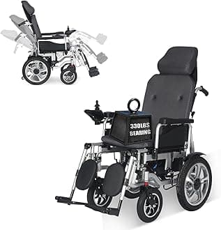 Reclining Electric Wheelchairs for Adults,Remote Control All Terrain Power Wheelchair,30Mile Travel Range,Lightweight Motorized Wheelchairs for Seniors,Reclining Electric Wheelchair Airline Approved