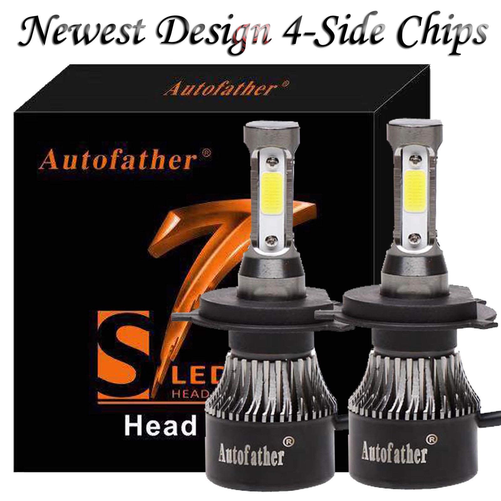 H4 9003 HB2 LED Headlight Bulbs 4-Side Chips 100W Car Auto High Low Beam Headlamp Bulb 6000K White Super Bright, 5 Year Warranty