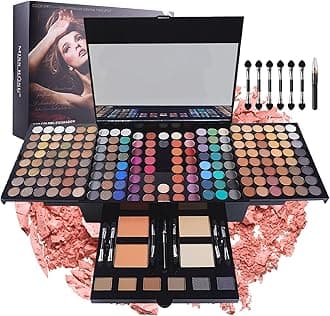 – Professional Makeup Set for Women, All In One Makeup Gift Set for Teens, 180 Color Eyeshadow Palette 2 Blush 2 Powder 1 Eyeliner 4 Eyebrow, Make Up Sets with Matte Shimmer Mixing Pallet Eye Shadow