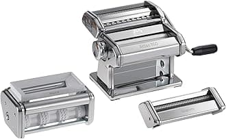 Made in Italy PASTASET Pasta Machine Gift Set, Chrome Steel. Includes Atlas 150 Pasta Machine, Ravioli & Spaghetti Attachments.