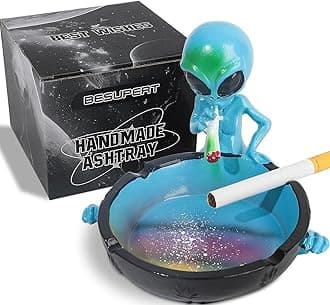 Ash Tray, Cute Cool Hand-Painted Resin Decorative Ashtray for Cigarettes and Cigar, Fancy Home Decor Smoking Accessories, Perfect for Indoor Outdoor Home Use, Great Christmas, Father's Day Gift (Blue)