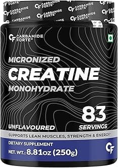 Carbamide Forte Micronized Creatine Monohydrate Powder - 83 Servings, 250g | Creatine Supplement Powder for Lean Muscle Volumization, Strength & Energy