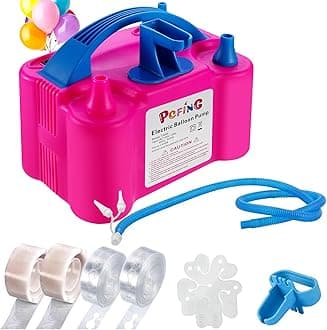 PCFING Balloon Pump Electric, Portable Balloons Inflator Blower Machine with Balloon Tie Tool & Dual Nozzle