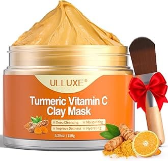 Turmeric Vitamin C Clay Mask for Dark Spots, Dull Skin, Moisturizing, Skincare Facial Mask for Blackheads and Pores Cleansing, Improve Uneven Skin Tone, Face Skincare Gift, 5.29 oz