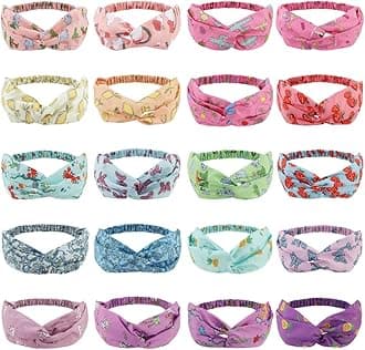 AHONEY 20 Pack Headbands for Girls Hair Bandana Cute Hair Bands No Slip Kids Headbands Girl Headband diademas para mujer de moda Cross Elastic Twisted Back To School Head Wrap (Cute style)