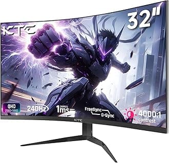 KTC 32 Inch 240Hz Curved Gaming Monitor, 1000R VA, QHD (2560x1440p), 4000:1 Contrast, Support FreeSync GSync, HDMI2.0(144Hz)/DP1.4(240Hz)/Earphone, Tilt, Xbox PS5 Switch, 2K Computer Monitor for Gamer