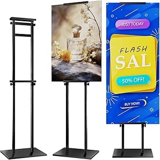 KOOV Poster Stand for Display, Pedestal Sign Stand, Double Sided Banner Stand with Non-Slip Base, Metal Heavy Duty Poster Board Stand, Standing Sign Holder for Board Foam Display (75 Inches)